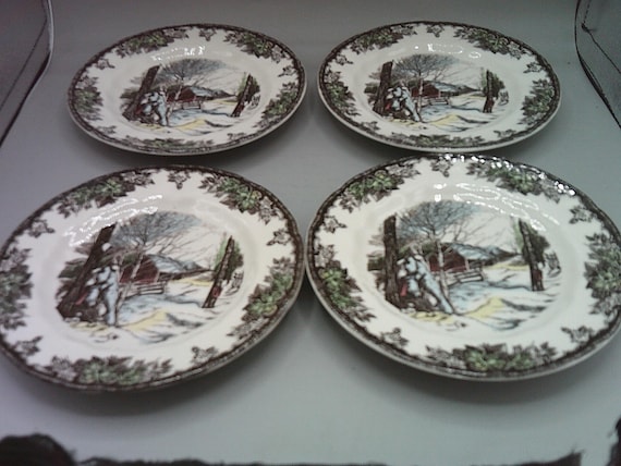 Vintage Johnson Brothers Plates,Sugar Maples Pattern,6-Inch Set of 4 England