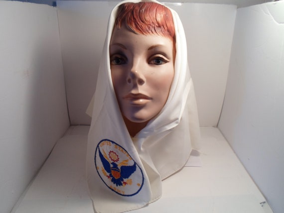 Vintage United States Army Scarf Sweetheart Scarf Soldier Military Silk Embroidered Eagle 1940's