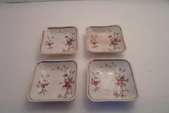 Antique Edwardian Henry Alcock& Co. Butter Pad Dishes Salt Dips Sauce bowl circa 1891 Post Civil War for your Farm or Cottage Sushi Dip