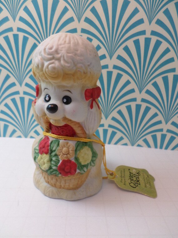 vintage 1980 critter bell poodle Jasco breakfast bell snack bell