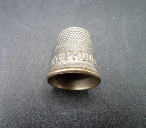 Vintage Prudential Life Insurance Metal Inscribed Thimble 1950's Sewing Collectable