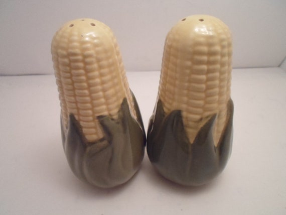 Vintage Shawnee Corn King Salt and Pepper Shakers Large 5.25" Size hard to find Cottage or Farm House Cool Decor Very Good Condition