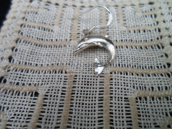 Vintage Sterling Silver Single Dolphin Earring Su… - image 4