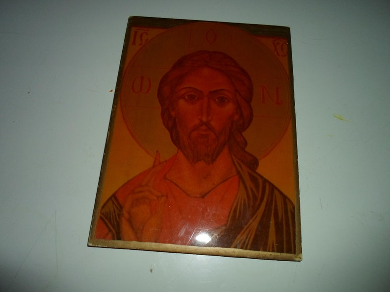 Vintage Jesus Christ Icon Greek Orthodox Hand Made on Wood - Etsy