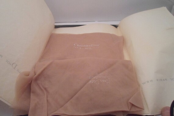 Vintage 1965 DIOR Nylon Stockings Original Box Christian Dior Bridal Boquet Beaded at top of ankle Very Good Hoosery
