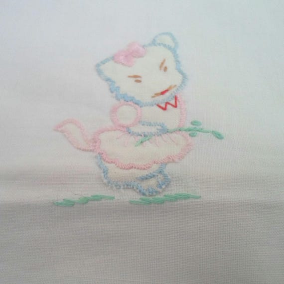Vintage Child Pillow Cover Adorable Ducks Hand Stitched Mini Applique 1930's