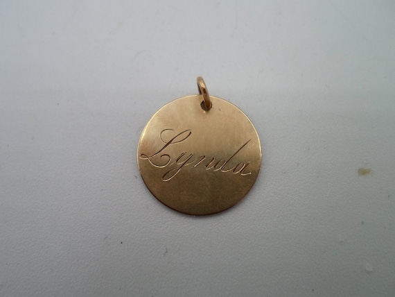 Vintage Gold-Filled Charm LYNDA dated 11-18-63 Nice Condition Cute! 1950's quality