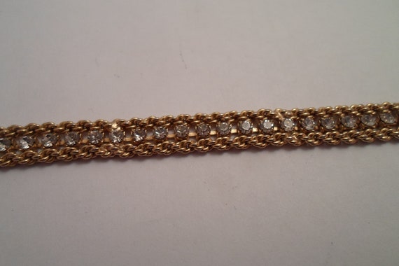Vintage Rope Goldtone Chain & CZ Tennis Bracelet 3 Strand Delicate Chic Soft Adorable Retro