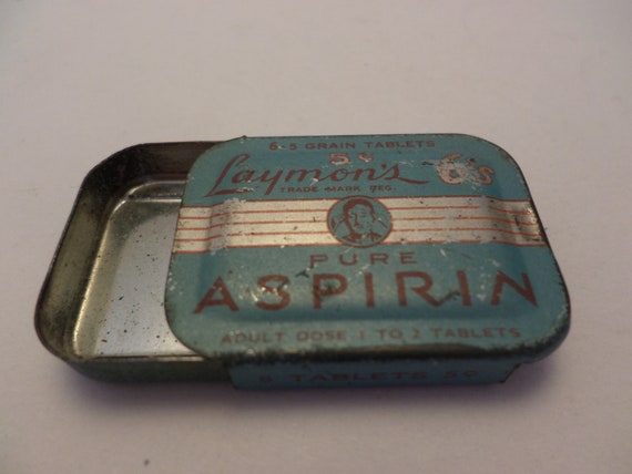 Vintage 40's mini Laymon's Aspirin Tin Spencer Indiana
