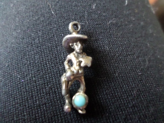 vintage 80's sheriff cowboy silver & turquoise charm
