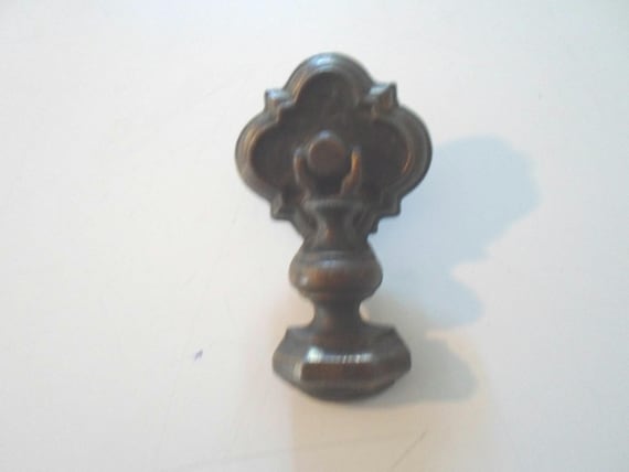 Antique Drawer Pull Queen Mary Queen Art Deco Era Heavy Tear Drop Cast Brass Tone Metal 2.75"long 1.85"w