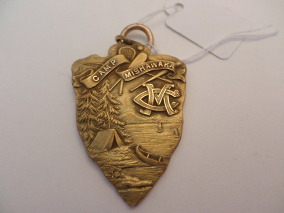 GP gold 2" arrowhead vintage Camp Mishawaka pendant charm Chicago