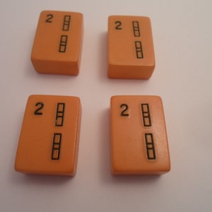 Antique 4 Mahjong Butterscotch Matching Bakelite Game Tiles for Jewelry Making or Collection Bamboo pattern all #2