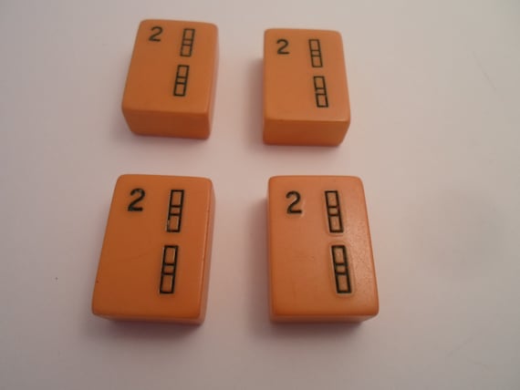 Antique 4 Mahjong Butterscotch Matching Bakelite Game Tiles for Jewelry Making or Collection Bamboo pattern all #2