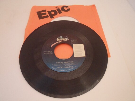 Ricky Scaggs 45 rpm vintage vinyl record Lovin Only Me/Home is Where ever You Are Ricky Scaggs Epic Record and Sleeve 1980's