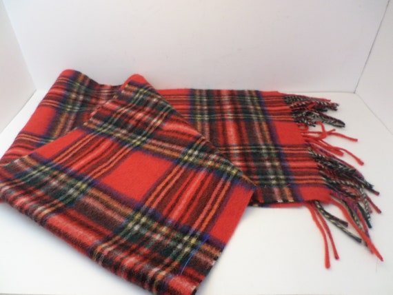 Classic red plaid vintage lambswool scarf McKennas Royal Stewart