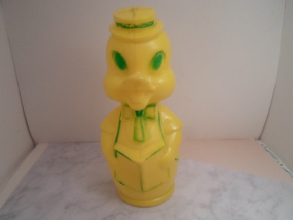 Vintage Easter Duck Bank Baby Chick Holding Book Hat Bow Tie 1960's