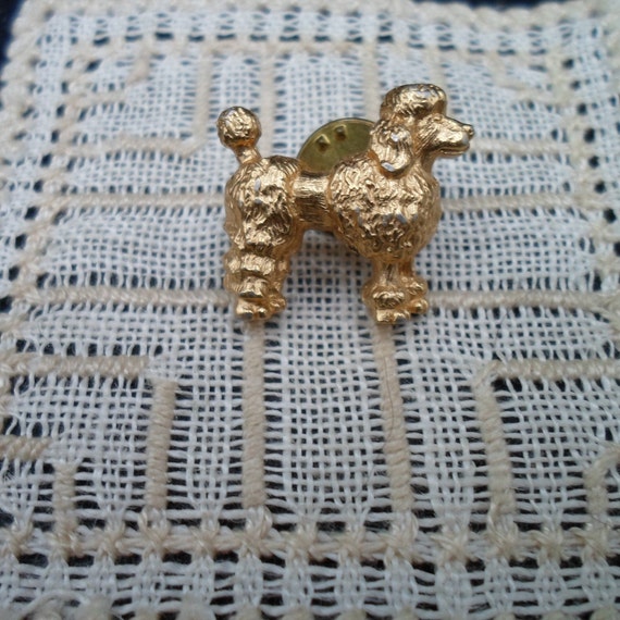 Vintage 70's Poodle Dog Mini Pin Tie Tack Pinback