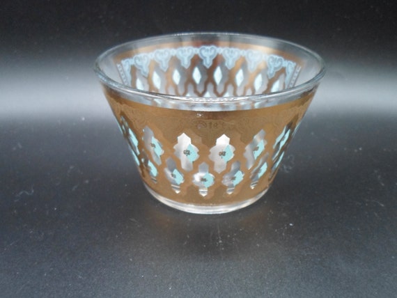 Vintage Culver Seville Glass Bowl from Chip and Dip Set Shrimp and Cocktail Sauce 22K Gold 1960's 60's rare