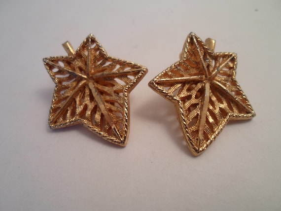 Vintage Leaf Earrings Clip 1970's Classic Beauty Cut Edge Reflective Glow