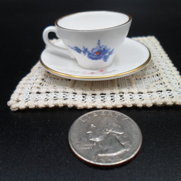Vintage Mini Cup and Saucer Hand Painted Signed by Artist  Caverswall England
