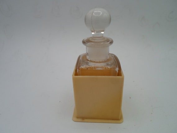 Vintage Antique Celluloid and Glass Perfume Bottle with Stopper 1930's rare