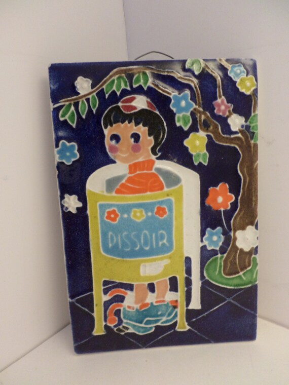 Luciano tile vintage Made in Italy Pissoir cute boys room toilet plaque