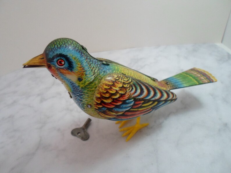 Vintage Wind up Bird Wind up Chirps Sings Moves Tin Litho With Etsy