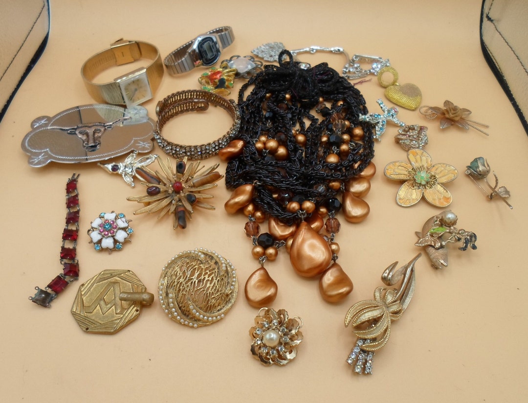 Vintage Antique Mod AS IS Jewelry Group for Repair Cleaning Replacement ...