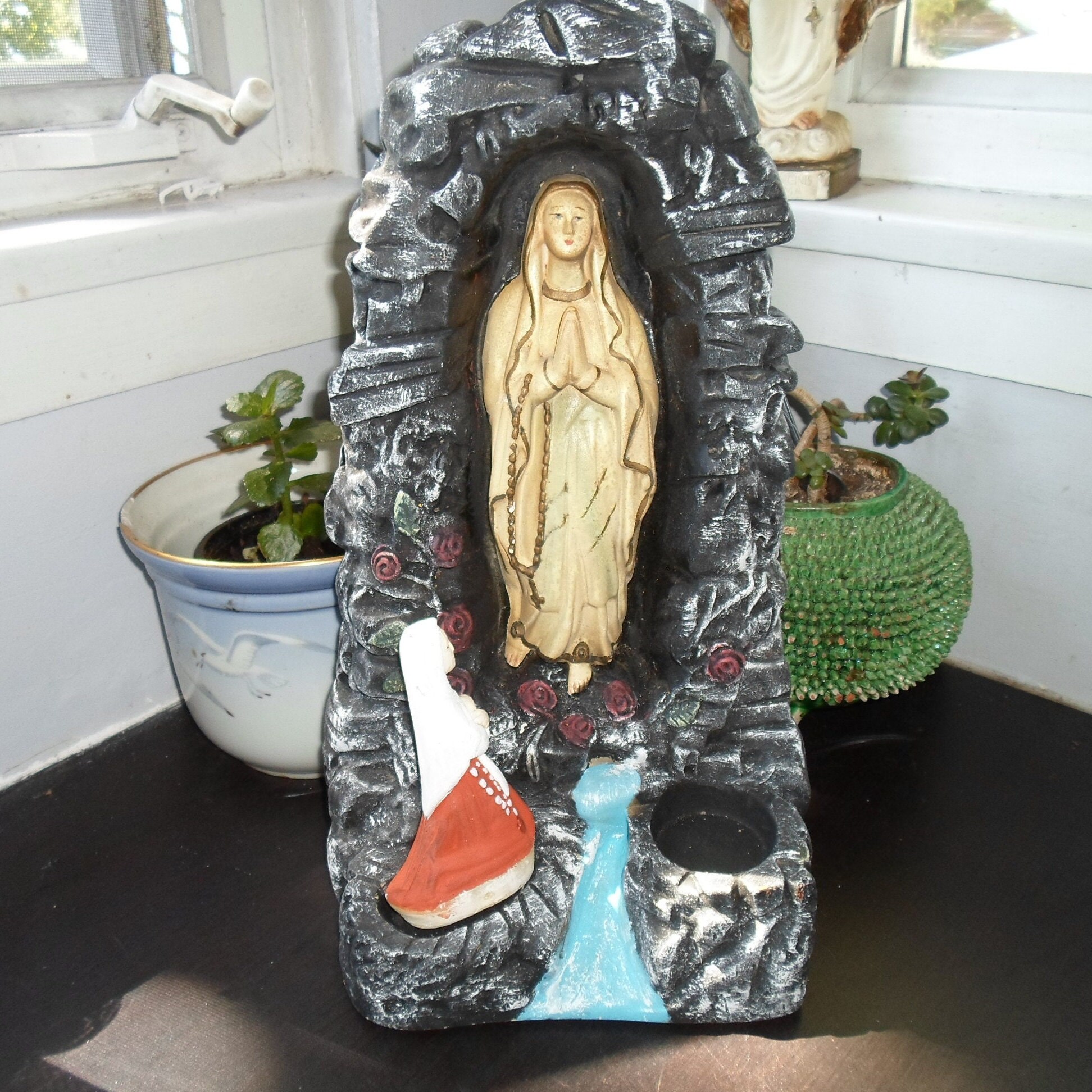 Large Gothic Style Shrine, Grotto, Plaster Saint Display Case - 1610