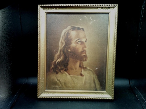 Vintage Warner Sallman Head of Christ Litho 1941 Copyright Note description