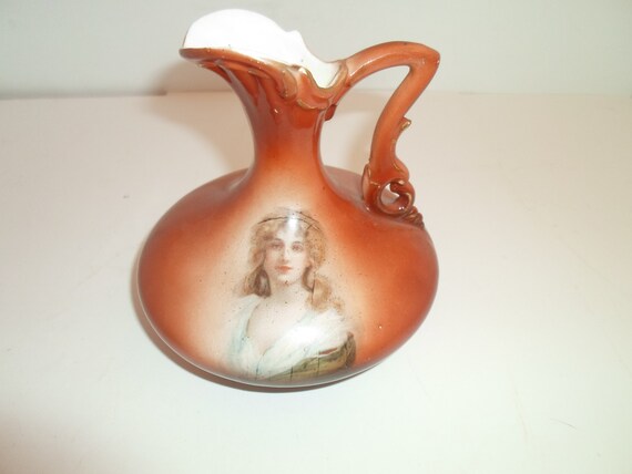 Art Nouveau Lady Portrait Cruet Pitcher Beautiful Shape Stunning Victorian 1910's Austria