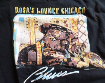 Vintage 90s Chicago souvenir Rosa's blues lounge t shirt L Gildan