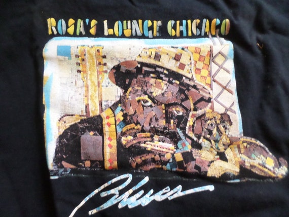 Vintage 90s Chicago souvenir Rosa's blues lounge t shirt L Gildan