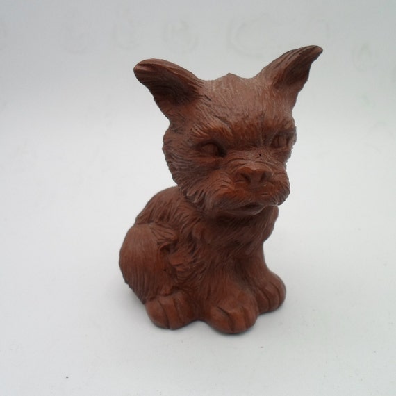 Vintage Red Mill Dog Figure Wood Look Pecan Shells 1980's
