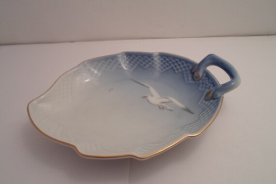 Vintage Made in Denmark Copenhagen Bing & Grondahl Seagull Handled Dish Desk Tray Trinket Mid Century Cottage by the Sea