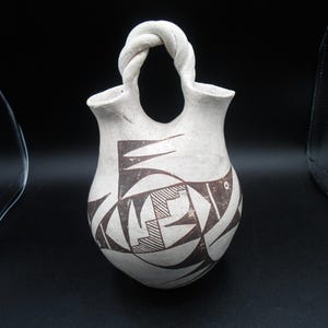 Vintage Acoma New Mexico Pottery Wedding Vase 9&quot; Signed