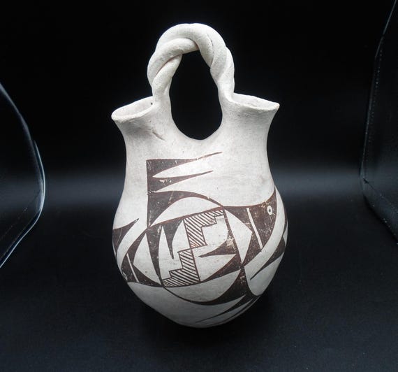 Vintage Acoma New Mexico Pottery Wedding Vase 9" Signed