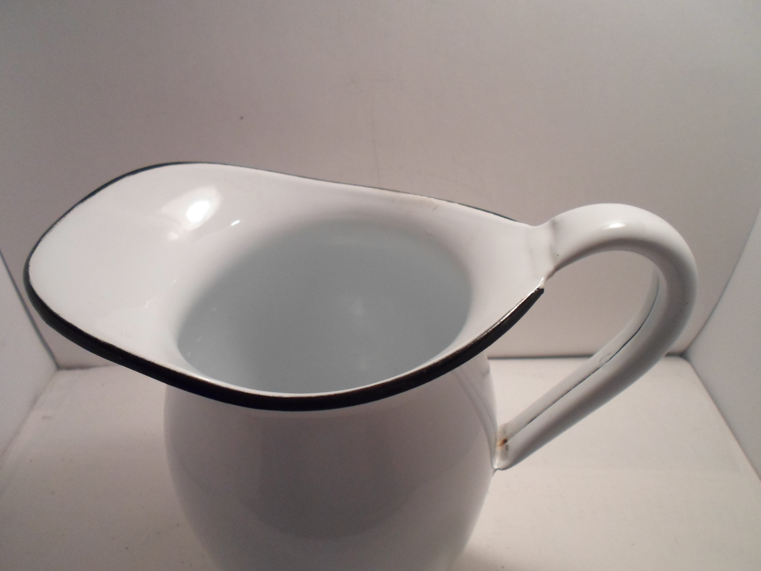 Antique Vintage Art Deco Era Large Enamel Water Pitcher Swoop Spout ...