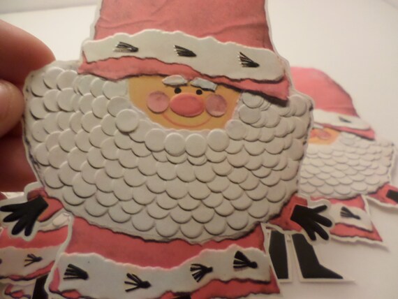 6 pc groovy vintage 60's Christmas Santa cut out gift card