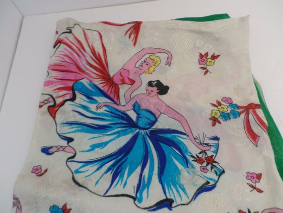 Vintage 1950's scarf ballerina ballet colorful design so chic!