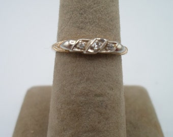 Vintage 14k Gold Diamond Ring Band Wedding Band Stacking Ring Art Deco Era