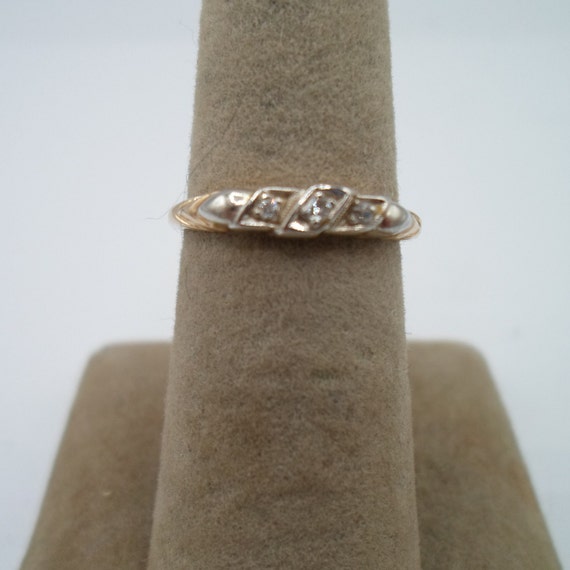 Vintage 14k Gold Diamond Ring Band Wedding Band Stacking Ring Art Deco Era