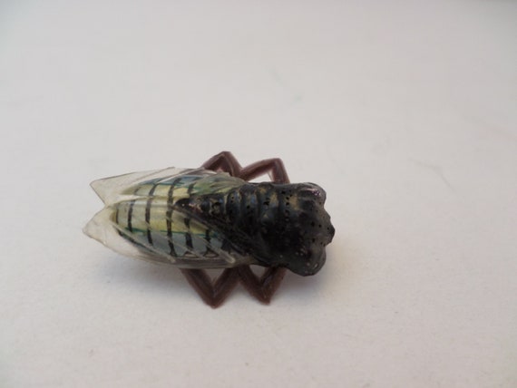 Vintage plastic locust pin unique odd bug