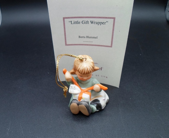 Vintage Hummel Goebel Mini Christmas Ornament Little Gift Wrapper Hand Painted Mini Studio