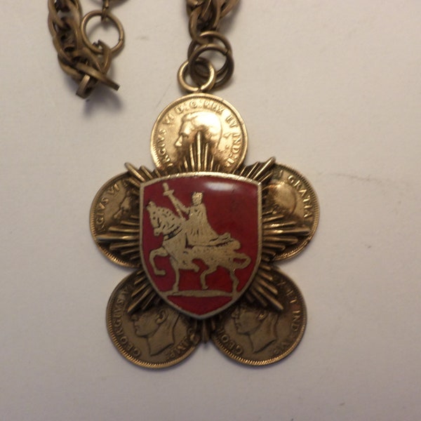 vintage 1940s Canadian coin and crest necklace smart & chic