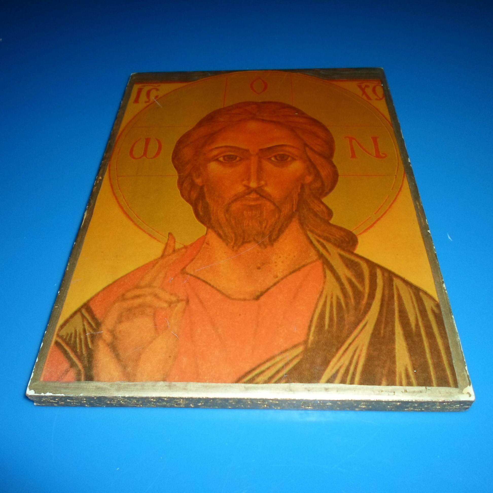 Vintage Jesus Christ Icon Greek Orthodox Hand Made on Wood - Etsy