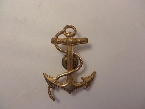 vintage 2.5" gold anchor screw back USN Navy military