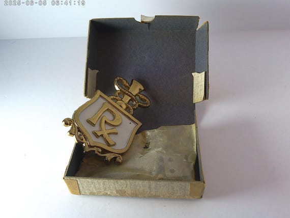 Antique, Vintage Pharmacy Chicago metal RX Pharmacy doctor symbol plate with hardware