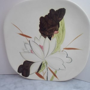 Vintage Red Wing Pottery Dinner Plate Lotus Bronze 10.25&quot;